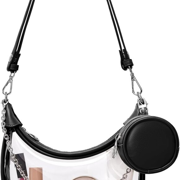Clear Bag PVC Crossbody Stadium Concert Purse Women with Coin Pouch - Picture 1 of 8